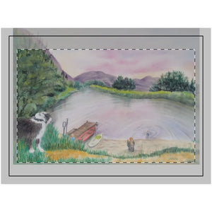 A Day at the Pond - Wood Topped Wall Tapestry