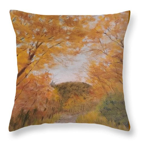 Serene Autumn Path - Throw Pillow