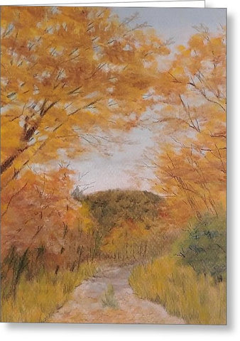 Serene Autumn Path - Greeting Card